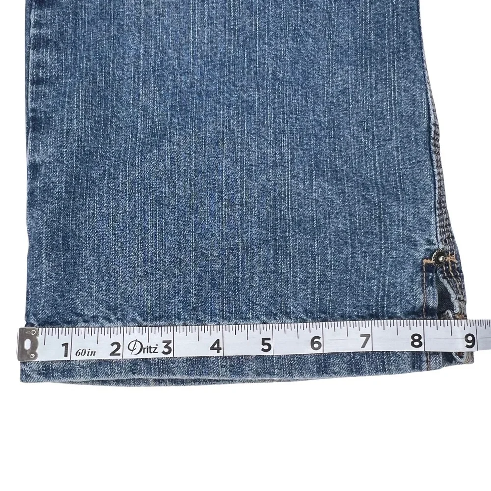 Maurices Straight Jeans Carpenter Mid Rise Utility Distressed Denim Blue 3/4 - Picture 14 of 17